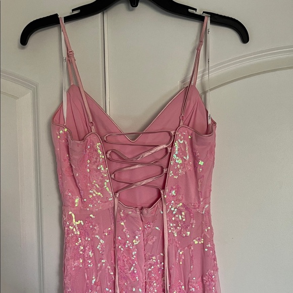 Lulu's Pink Sequin Prom Dress - Picture 4 of 6